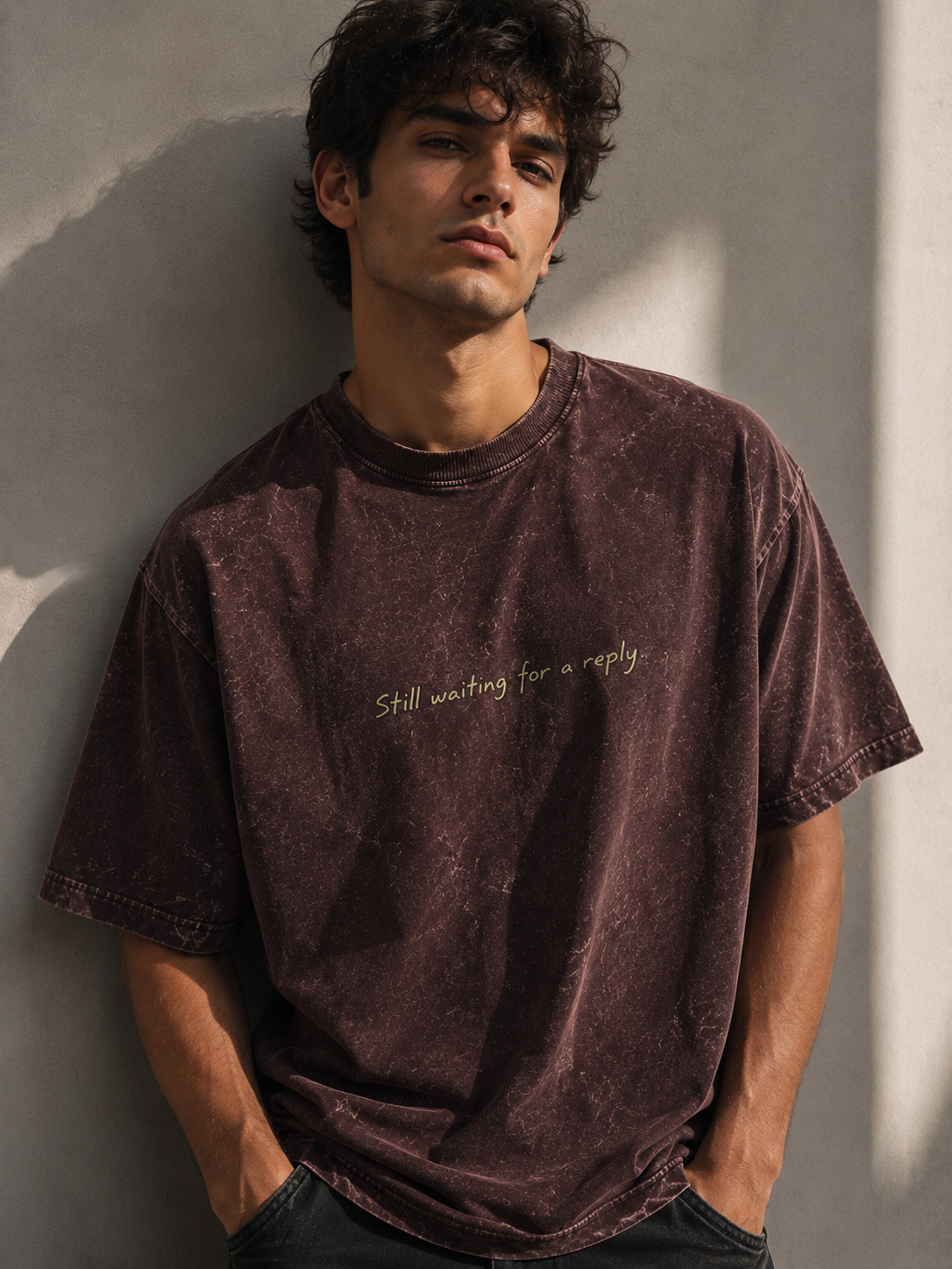 Still waiting for a reply | Unisex Acid Washed Oversized Tee | DC Culture