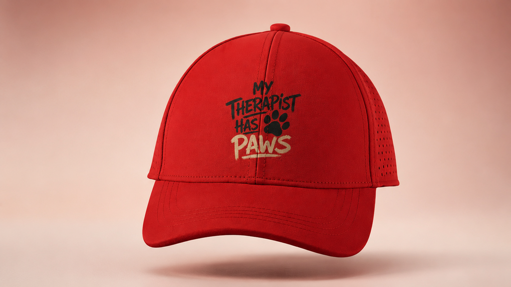My Therapist has Paws | Red Sports Cap | DC Culture