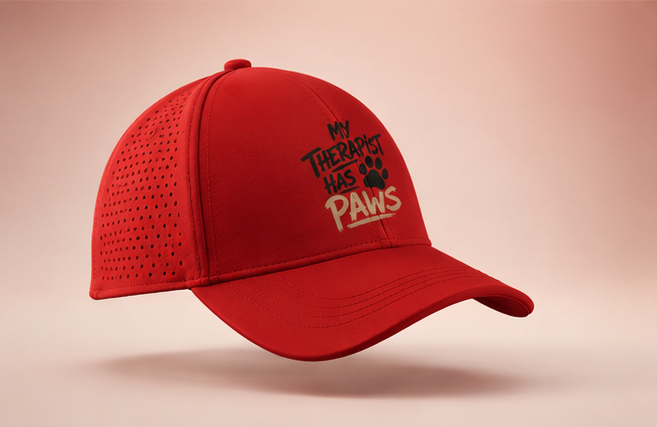 My Therapist has Paws | Red Sports Cap | DC Culture