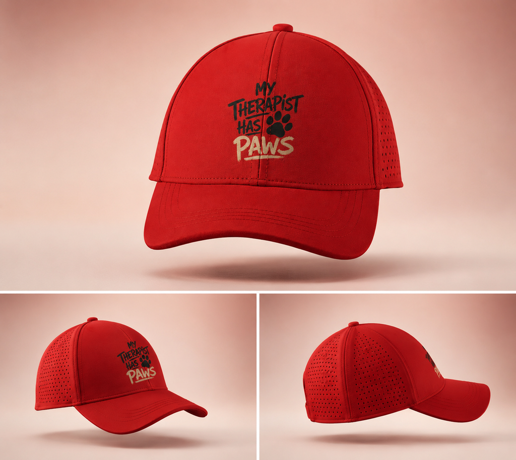 My Therapist has Paws | Red Sports Cap | DC Culture