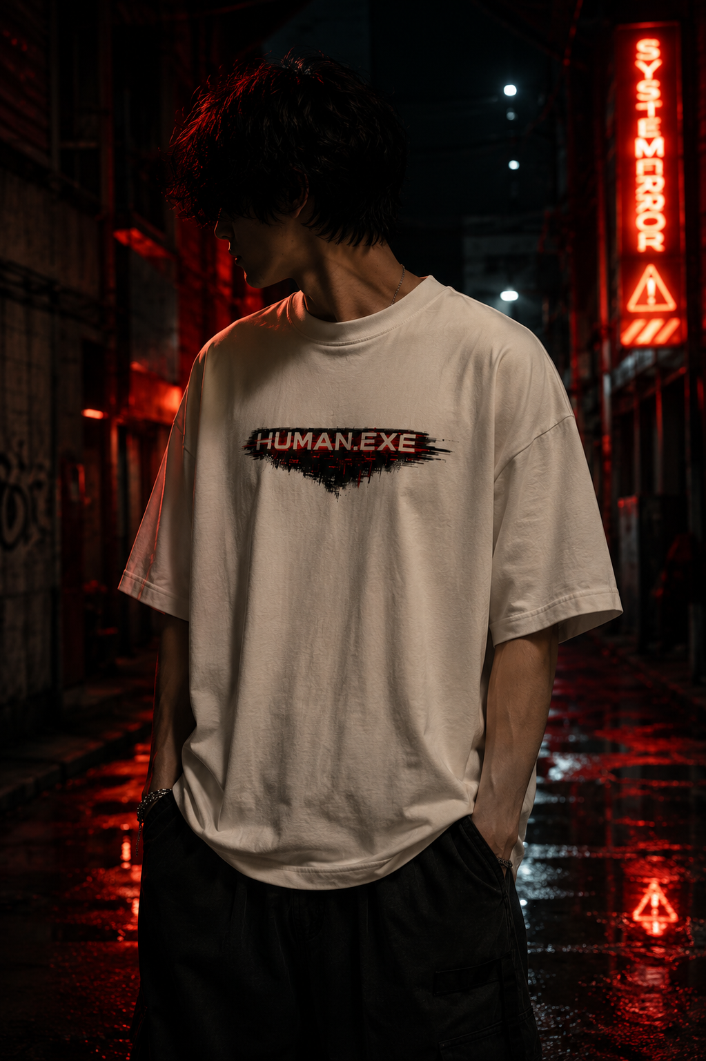 Human.EXE | Unisex Terry Oversized Tee | DC Culture