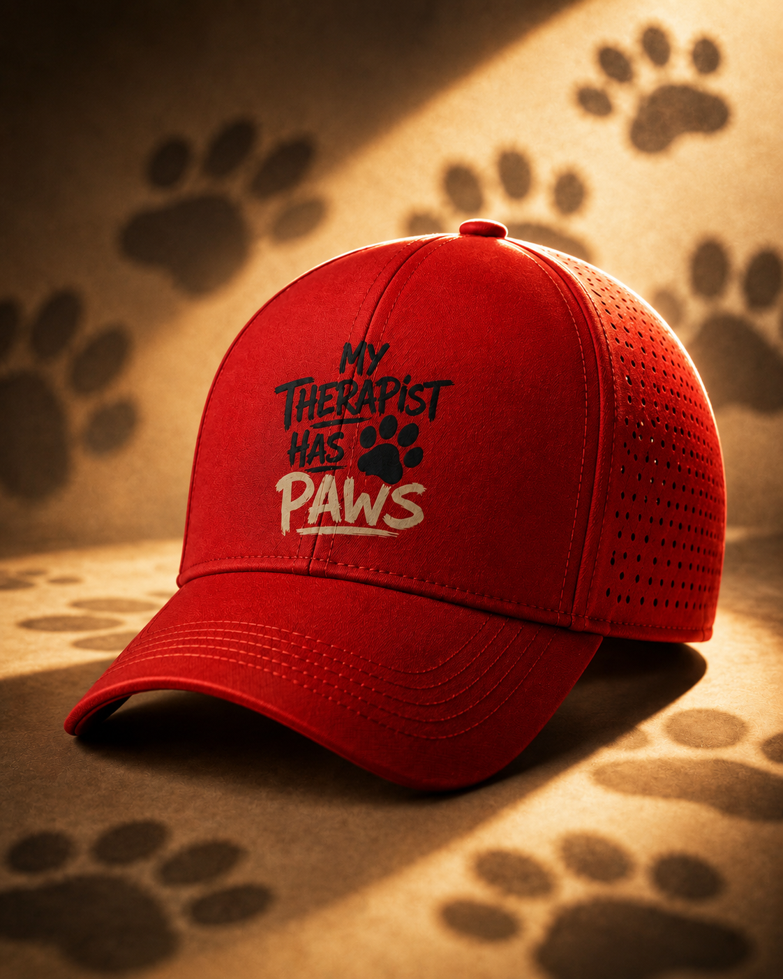 My Therapist has Paws | Red Sports Cap | DC Culture