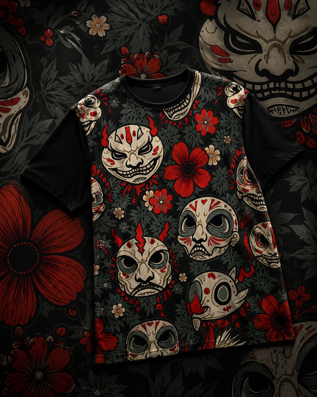 Japanese Mask | Unisex AOP Oversized Tee | DC Culture