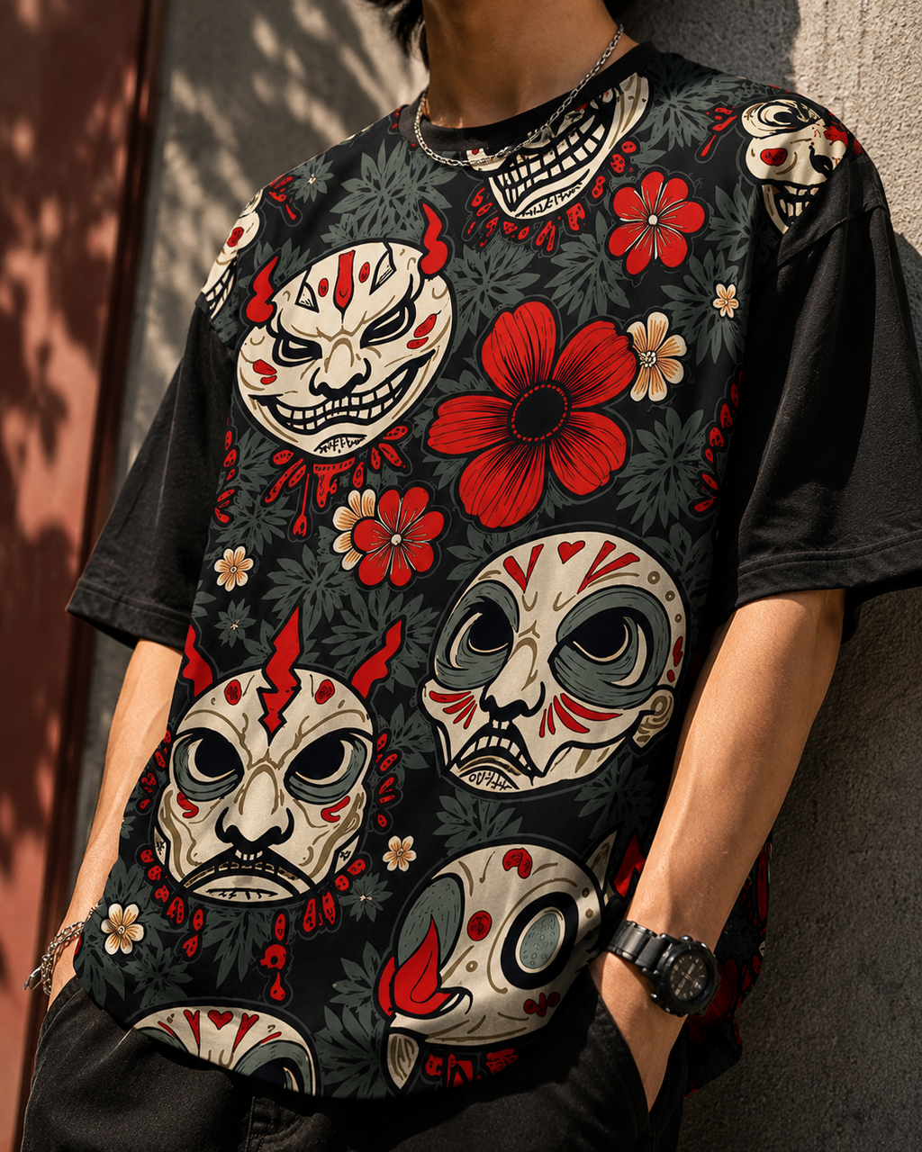Japanese Mask | Unisex AOP Oversized Tee | DC Culture