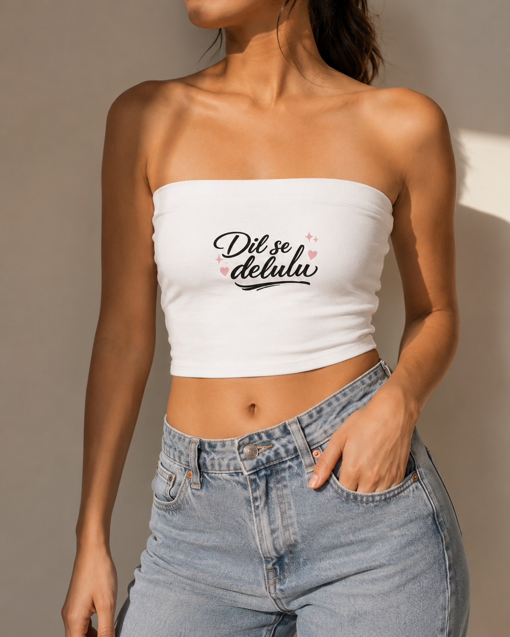 Dil se Delulu | Aop Tube Top | DC Culture