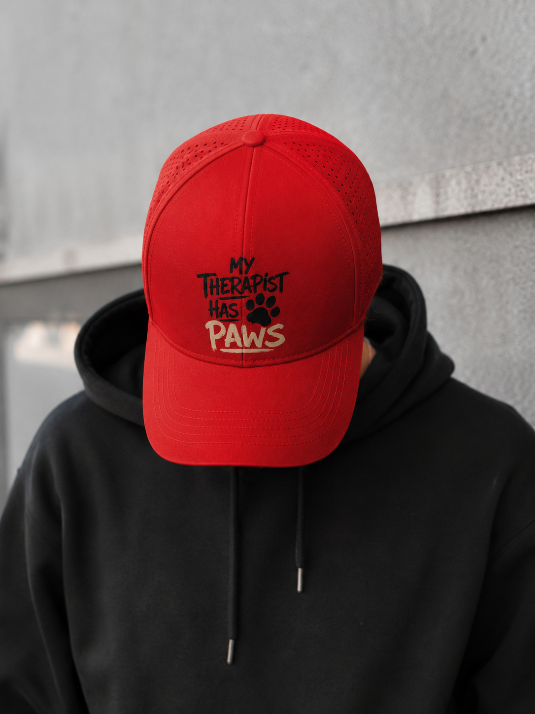 My Therapist has Paws | Red Sports Cap | DC Culture