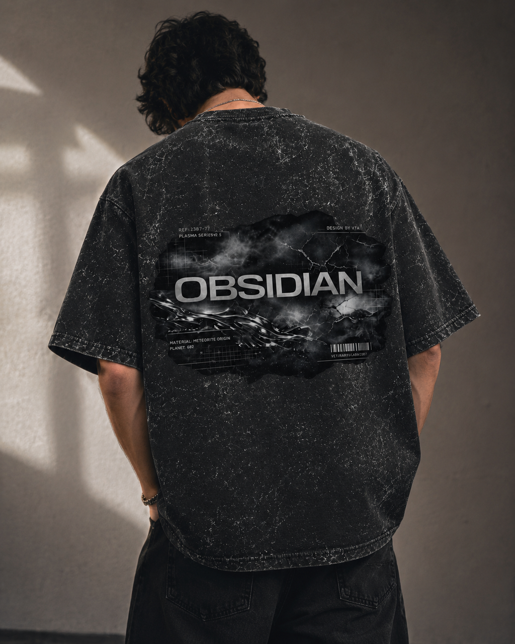 Obsidian | Unisex Acid Washed Oversized Tee | DC Culture