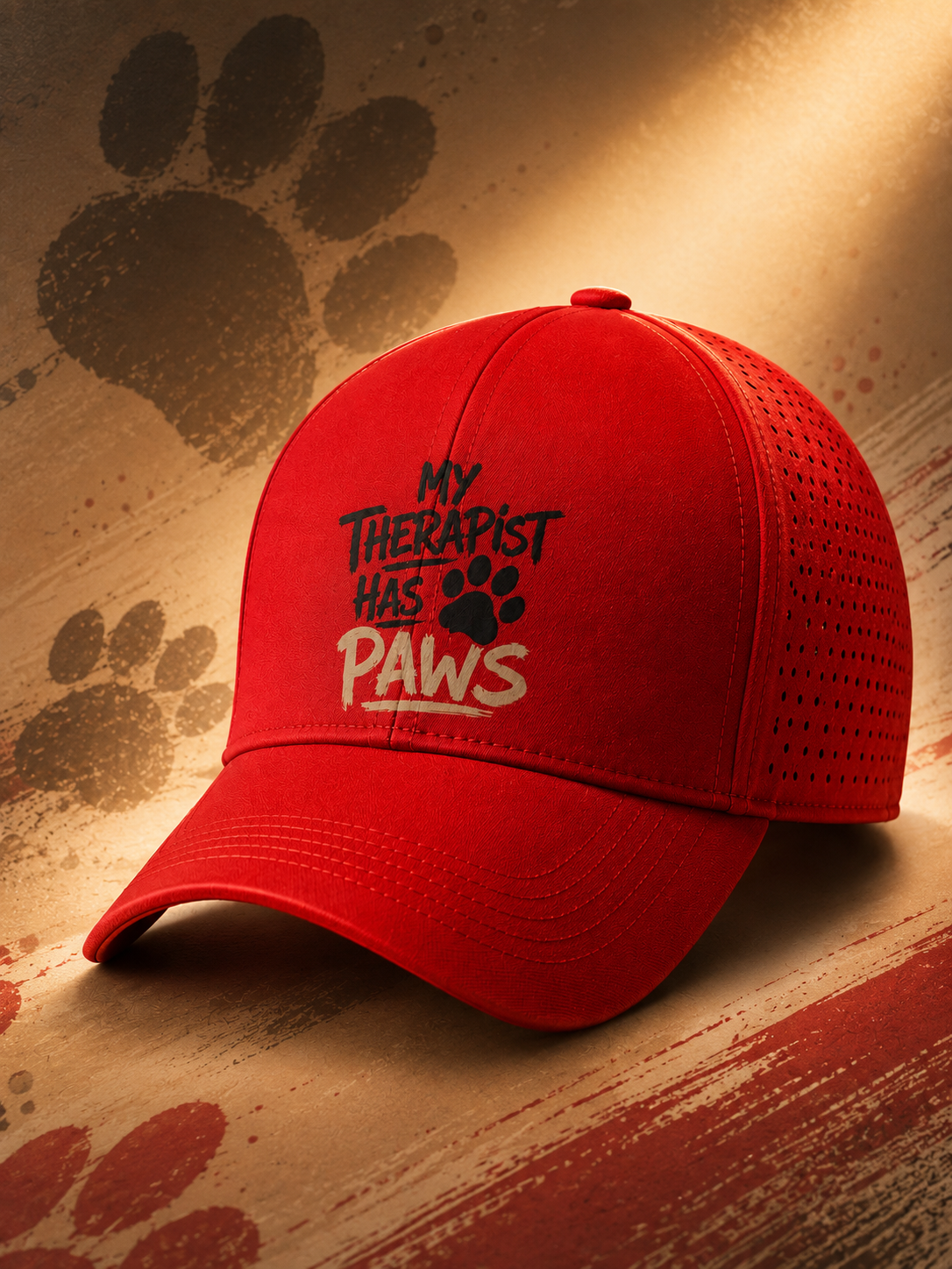 My Therapist has Paws | Red Sports Cap | DC Culture