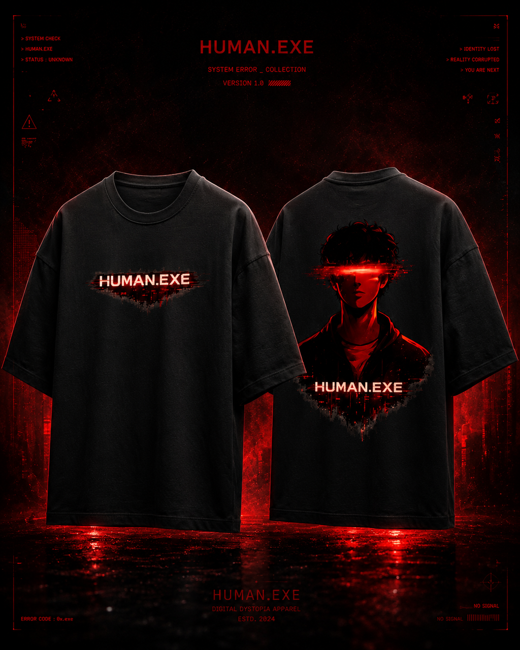 Human.EXE | Unisex Terry Oversized Tee | DC Culture