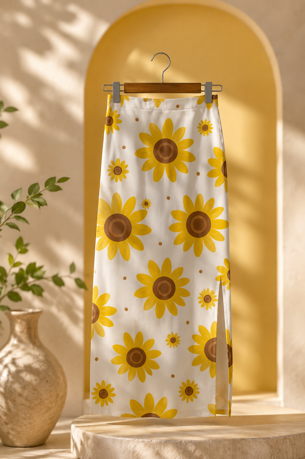 Sunflower Pattern Pencil Skirt | DC Culture