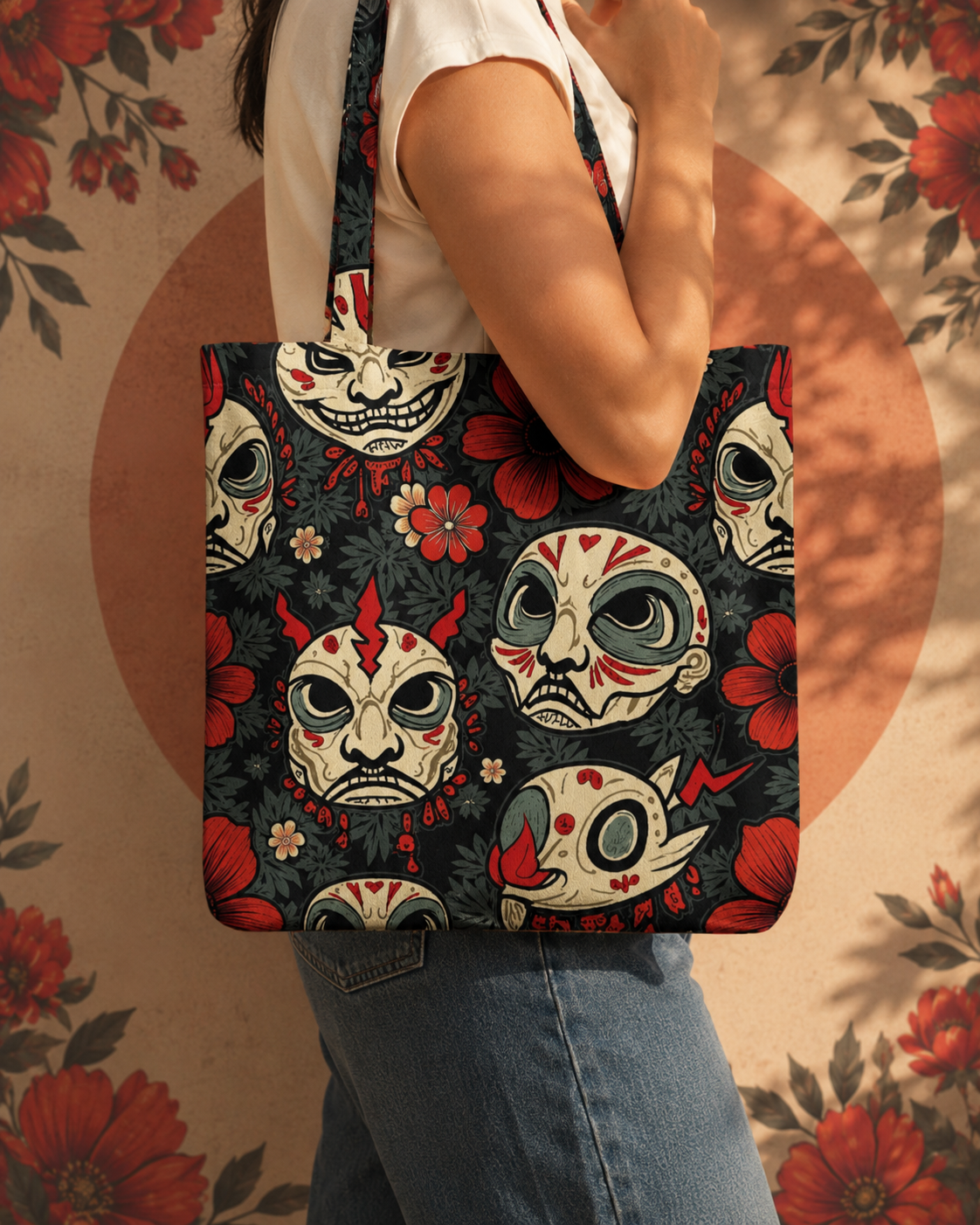 Japnese Mask | Unisex AOP Large Totebag | DC Culture